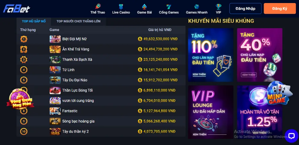 Các chương trình khuyến mãi độc quyền tại f66 casino